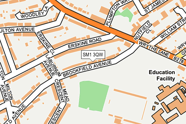 SM1 3QW map - OS OpenMap – Local (Ordnance Survey) SM1 3QW map - OS OpenMap – Local (Ordnance Survey)