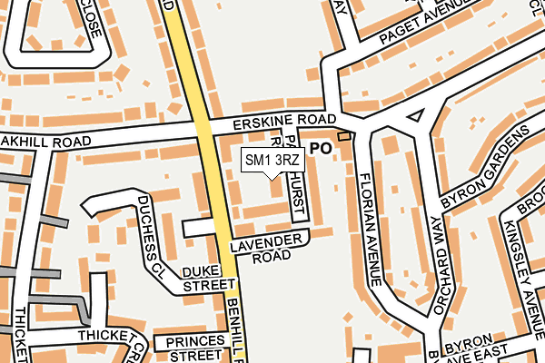 SM1 3RZ map - OS OpenMap – Local (Ordnance Survey) SM1 3RZ map - OS OpenMap – Local (Ordnance Survey)