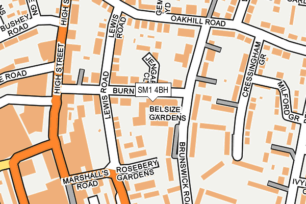SM1 4BH map - OS OpenMap – Local (Ordnance Survey) SM1 4BH map - OS OpenMap – Local (Ordnance Survey)