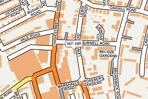 SM1 4BR map - OS OpenMap – Local (Ordnance Survey) SM1 4BR map - OS OpenMap – Local (Ordnance Survey)