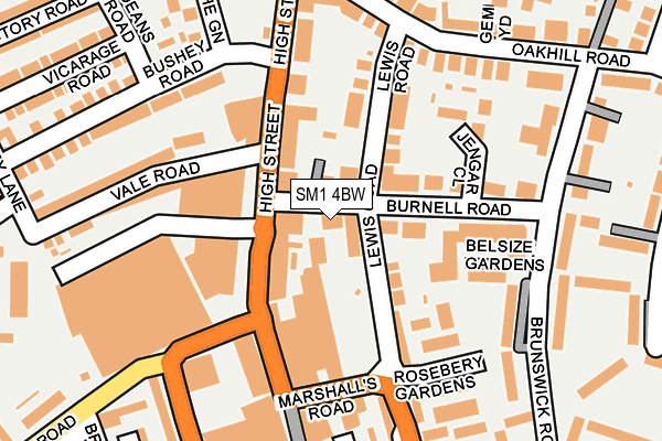 SM1 4BW map - OS OpenMap – Local (Ordnance Survey) SM1 4BW map - OS OpenMap – Local (Ordnance Survey)