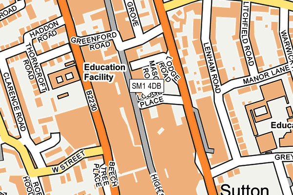 SM1 4DB map - OS OpenMap – Local (Ordnance Survey) SM1 4DB map - OS OpenMap – Local (Ordnance Survey)