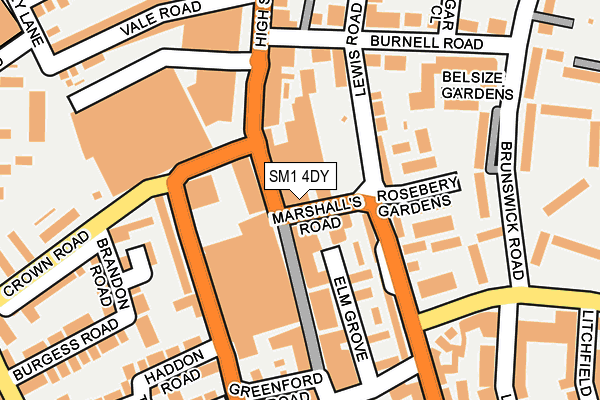 SM1 4DY map - OS OpenMap – Local (Ordnance Survey) SM1 4DY map - OS OpenMap – Local (Ordnance Survey)