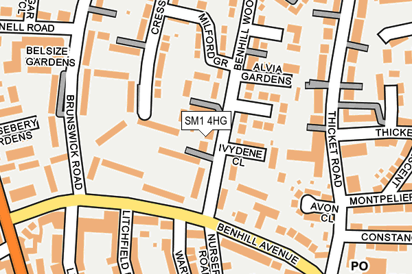 SM1 4HG map - OS OpenMap – Local (Ordnance Survey) SM1 4HG map - OS OpenMap – Local (Ordnance Survey)