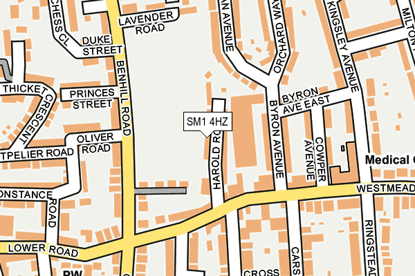SM1 4HZ map - OS OpenMap – Local (Ordnance Survey) SM1 4HZ map - OS OpenMap – Local (Ordnance Survey)