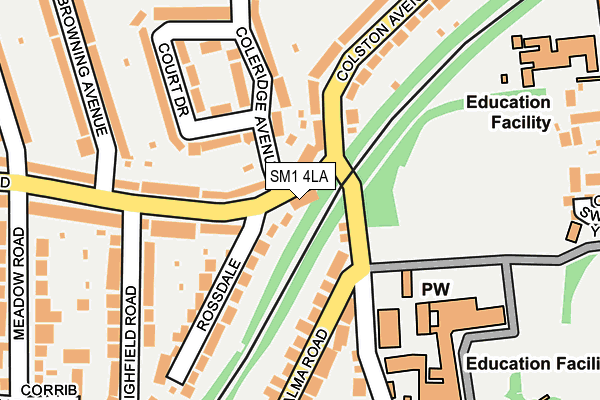 SM1 4LA map - OS OpenMap – Local (Ordnance Survey) SM1 4LA map - OS OpenMap – Local (Ordnance Survey)