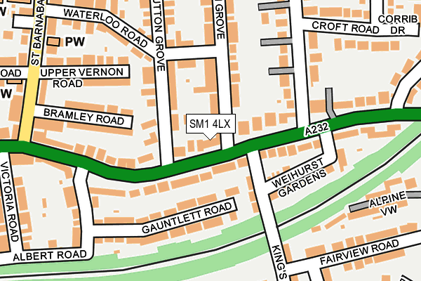 SM1 4LX map - OS OpenMap – Local (Ordnance Survey) SM1 4LX map - OS OpenMap – Local (Ordnance Survey)