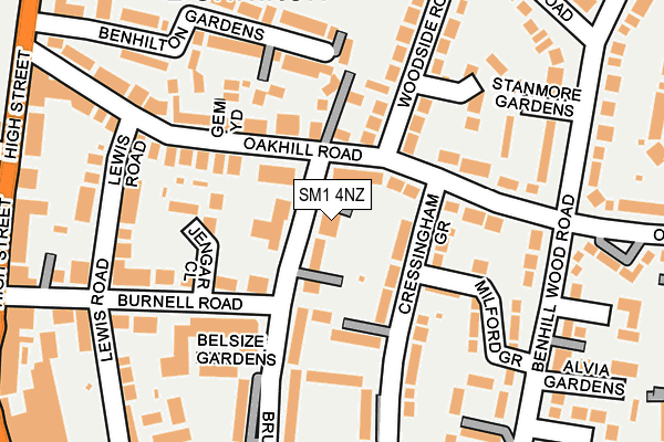 SM1 4NZ map - OS OpenMap – Local (Ordnance Survey) SM1 4NZ map - OS OpenMap – Local (Ordnance Survey)