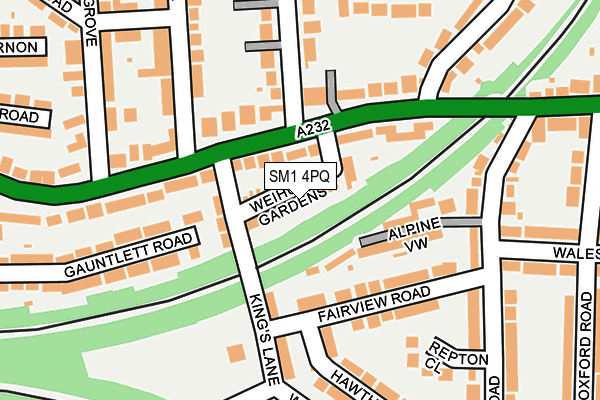 SM1 4PQ map - OS OpenMap – Local (Ordnance Survey) SM1 4PQ map - OS OpenMap – Local (Ordnance Survey)