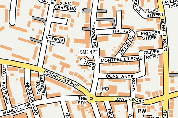 SM1 4PT map - OS OpenMap – Local (Ordnance Survey) SM1 4PT map - OS OpenMap – Local (Ordnance Survey)