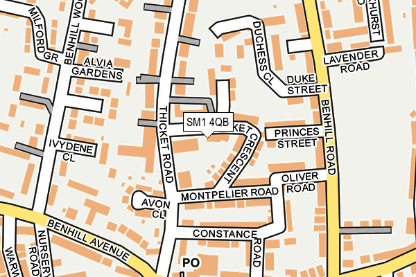 SM1 4QB map - OS OpenMap – Local (Ordnance Survey) SM1 4QB map - OS OpenMap – Local (Ordnance Survey)