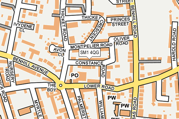 SM1 4QG map - OS OpenMap – Local (Ordnance Survey)