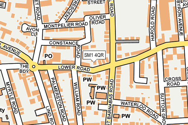 SM1 4QR map - OS OpenMap – Local (Ordnance Survey) SM1 4QR map - OS OpenMap – Local (Ordnance Survey)
