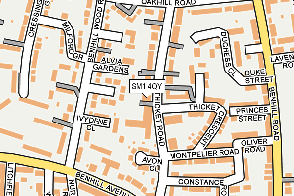 SM1 4QY map - OS OpenMap – Local (Ordnance Survey) SM1 4QY map - OS OpenMap – Local (Ordnance Survey)