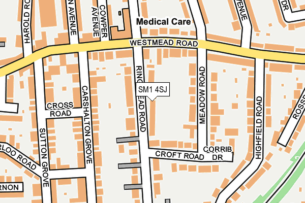 SM1 4SJ map - OS OpenMap – Local (Ordnance Survey) SM1 4SJ map - OS OpenMap – Local (Ordnance Survey)