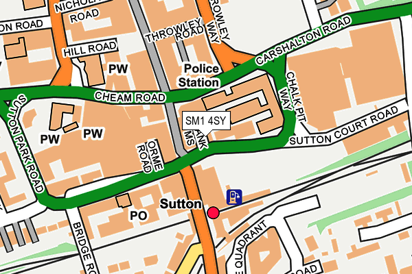 SM1 4SY map - OS OpenMap – Local (Ordnance Survey) SM1 4SY map - OS OpenMap – Local (Ordnance Survey)