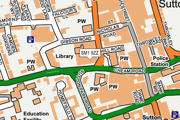SM1 9ZZ map - OS OpenMap – Local (Ordnance Survey) SM1 9ZZ map - OS OpenMap – Local (Ordnance Survey)