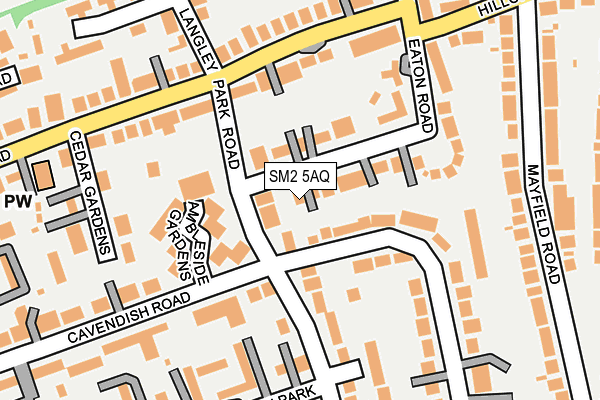 SM2 5AQ map - OS OpenMap – Local (Ordnance Survey) SM2 5AQ map - OS OpenMap – Local (Ordnance Survey)