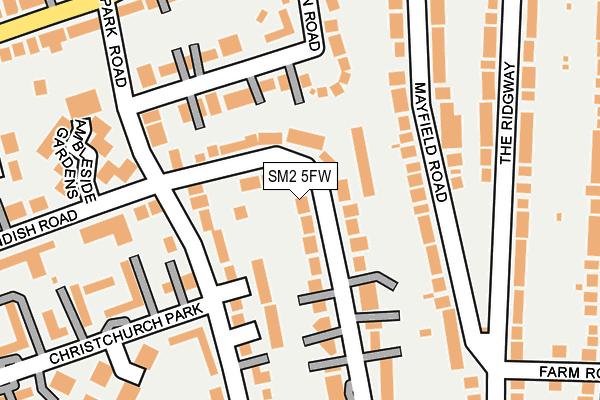 SM2 5FW map - OS OpenMap – Local (Ordnance Survey) SM2 5FW map - OS OpenMap – Local (Ordnance Survey)