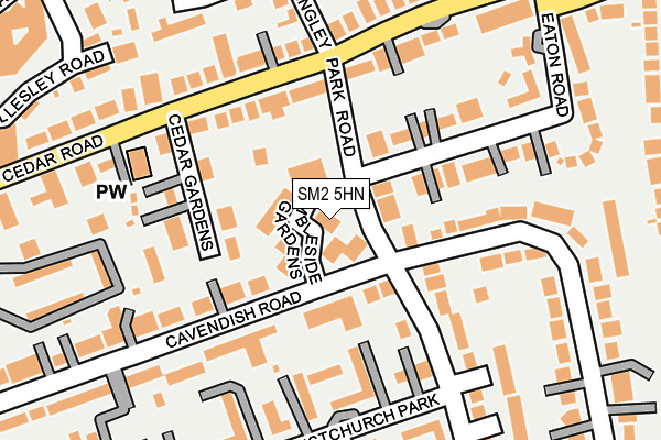 SM2 5HN map - OS OpenMap – Local (Ordnance Survey) SM2 5HN map - OS OpenMap – Local (Ordnance Survey)