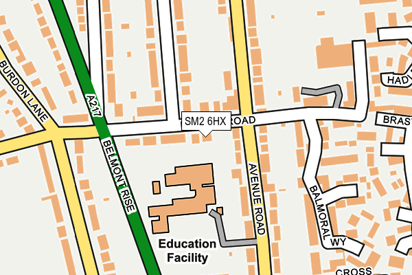 SM2 6HX map - OS OpenMap – Local (Ordnance Survey) SM2 6HX map - OS OpenMap – Local (Ordnance Survey)