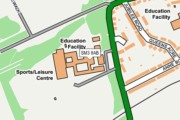 SM3 8AB map - OS OpenMap – Local (Ordnance Survey) SM3 8AB map - OS OpenMap – Local (Ordnance Survey)