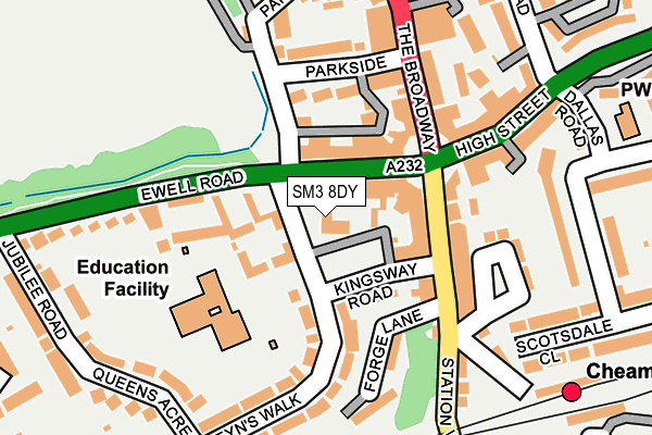SM3 8DY map - OS OpenMap – Local (Ordnance Survey) SM3 8DY map - OS OpenMap – Local (Ordnance Survey)