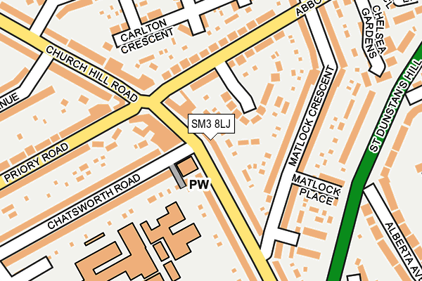 SM3 8LJ map - OS OpenMap – Local (Ordnance Survey) SM3 8LJ map - OS OpenMap – Local (Ordnance Survey)