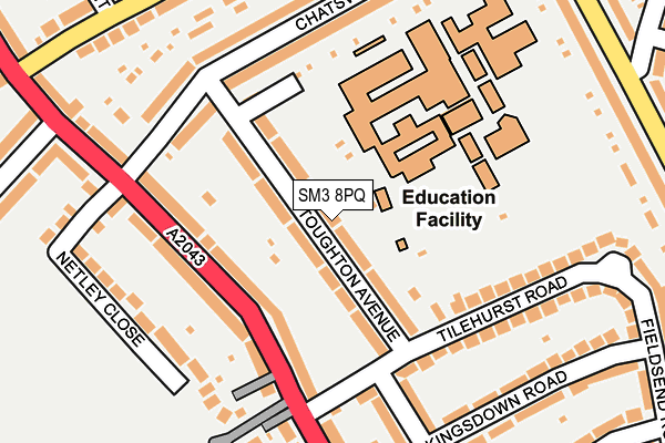 SM3 8PQ map - OS OpenMap – Local (Ordnance Survey) SM3 8PQ map - OS OpenMap – Local (Ordnance Survey)