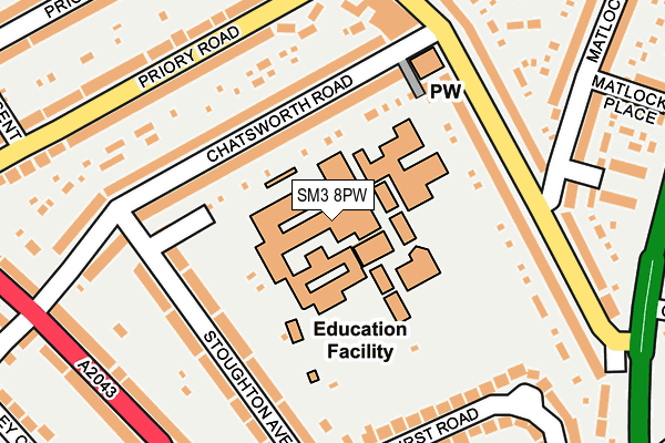 SM3 8PW map - OS OpenMap – Local (Ordnance Survey) SM3 8PW map - OS OpenMap – Local (Ordnance Survey)