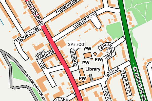SM3 8QG map - OS OpenMap – Local (Ordnance Survey) SM3 8QG map - OS OpenMap – Local (Ordnance Survey)