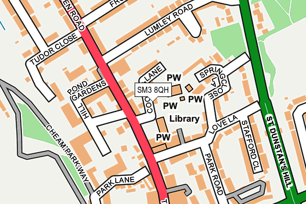 SM3 8QH map - OS OpenMap – Local (Ordnance Survey) SM3 8QH map - OS OpenMap – Local (Ordnance Survey)