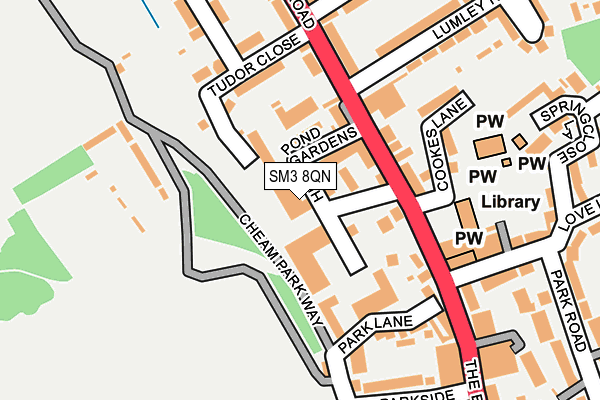 SM3 8QN map - OS OpenMap – Local (Ordnance Survey) SM3 8QN map - OS OpenMap – Local (Ordnance Survey)