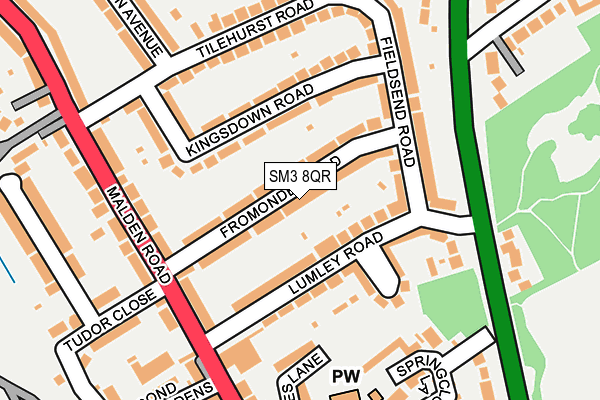 SM3 8QR map - OS OpenMap – Local (Ordnance Survey) SM3 8QR map - OS OpenMap – Local (Ordnance Survey)