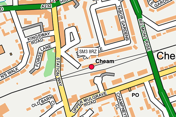 SM3 8RZ map - OS OpenMap – Local (Ordnance Survey) SM3 8RZ map - OS OpenMap – Local (Ordnance Survey)