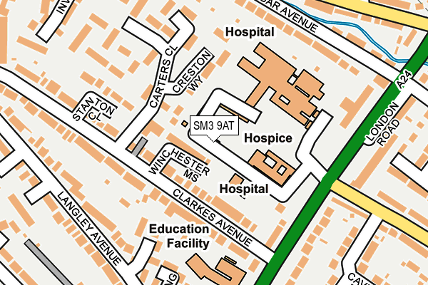 SM3 9AT map - OS OpenMap – Local (Ordnance Survey) SM3 9AT map - OS OpenMap – Local (Ordnance Survey)