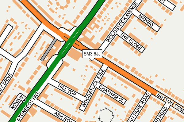 SM3 9JJ map - OS OpenMap – Local (Ordnance Survey) SM3 9JJ map - OS OpenMap – Local (Ordnance Survey)