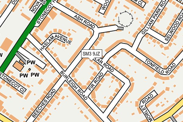 SM3 9JZ map - OS OpenMap – Local (Ordnance Survey) SM3 9JZ map - OS OpenMap – Local (Ordnance Survey)