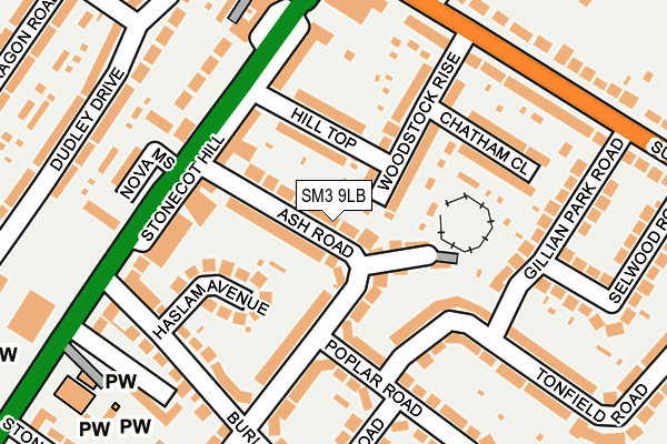 SM3 9LB map - OS OpenMap – Local (Ordnance Survey) SM3 9LB map - OS OpenMap – Local (Ordnance Survey)