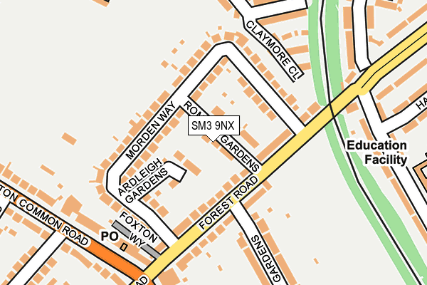 SM3 9NX map - OS OpenMap – Local (Ordnance Survey) SM3 9NX map - OS OpenMap – Local (Ordnance Survey)