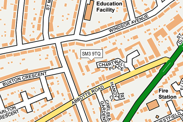 SM3 9TQ map - OS OpenMap – Local (Ordnance Survey) SM3 9TQ map - OS OpenMap – Local (Ordnance Survey)