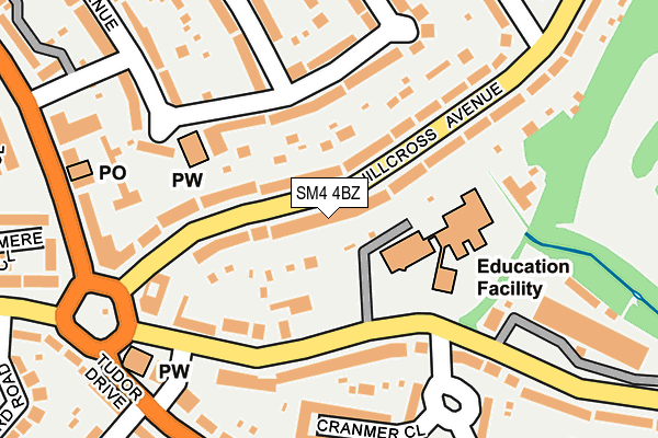 SM4 4BZ map - OS OpenMap – Local (Ordnance Survey) SM4 4BZ map - OS OpenMap – Local (Ordnance Survey)