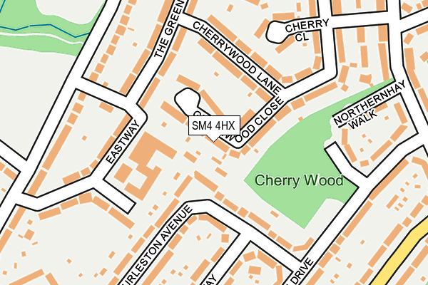 SM4 4HX map - OS OpenMap – Local (Ordnance Survey) SM4 4HX map - OS OpenMap – Local (Ordnance Survey)