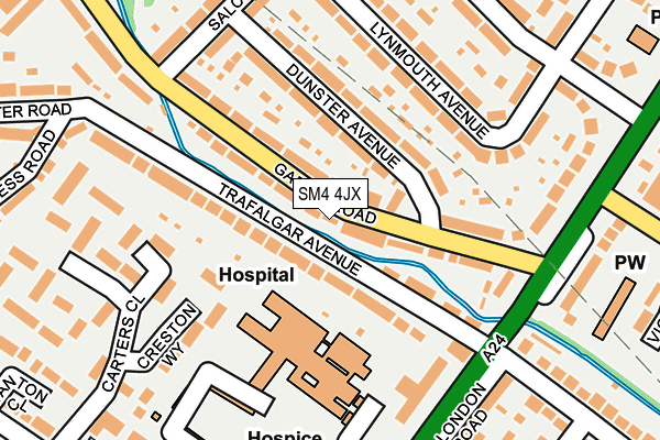 SM4 4JX map - OS OpenMap – Local (Ordnance Survey) SM4 4JX map - OS OpenMap – Local (Ordnance Survey)