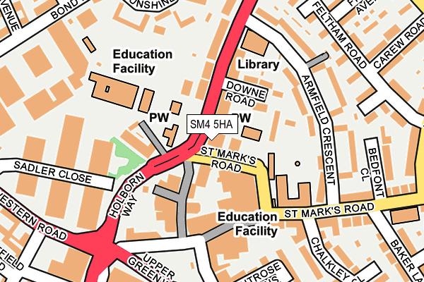 SM4 5HA map - OS OpenMap – Local (Ordnance Survey)