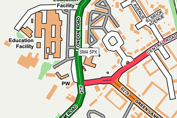 SM4 5PX map - OS OpenMap – Local (Ordnance Survey)