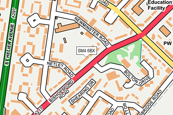 SM4 6BX map - OS OpenMap – Local (Ordnance Survey) SM4 6BX map - OS OpenMap – Local (Ordnance Survey)