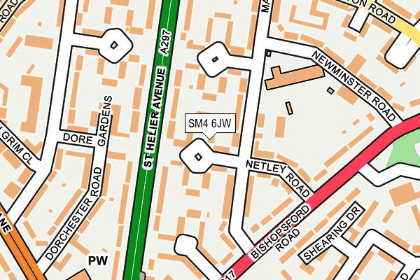 SM4 6JW map - OS OpenMap – Local (Ordnance Survey) SM4 6JW map - OS OpenMap – Local (Ordnance Survey)