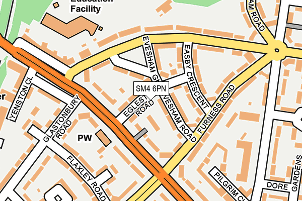SM4 6PN map - OS OpenMap – Local (Ordnance Survey) SM4 6PN map - OS OpenMap – Local (Ordnance Survey)