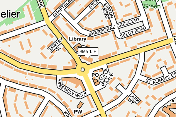 SM5 1JE map - OS OpenMap – Local (Ordnance Survey) SM5 1JE map - OS OpenMap – Local (Ordnance Survey)